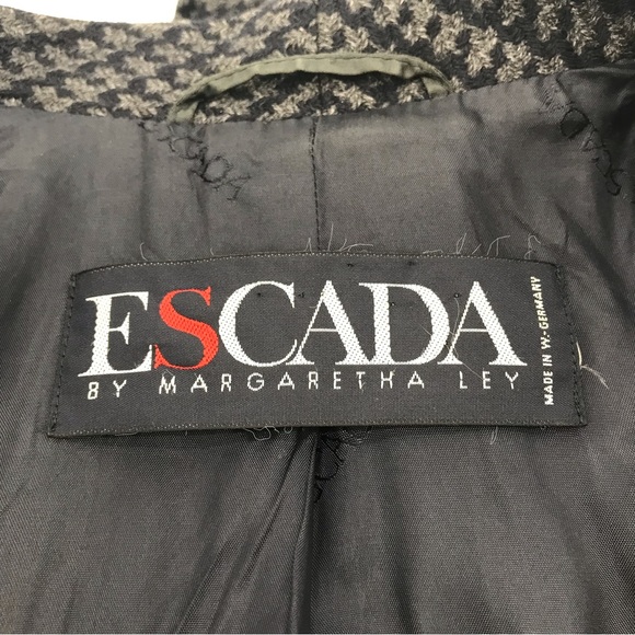 Escada Vintage 80’s Plaid Wool Oversized Double Breasted Long Boyfriend Blazer - Picture 12 of 16